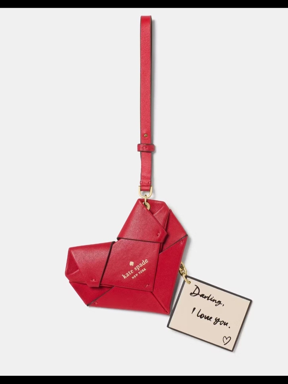 kate spade Red Heart Origami Bag Charm with Love Tag